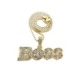 thumbnail image 1 of iJewelry2 Urban BOSS Script Pendant with Crystals Encrsuted Gold-tone Box Chain Necklace, 1 of 3