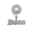 thumbnail image 1 of iJewelry2 Urban BOSS Script Pendant with Crystals Encrusted Silver-tone Rope Chain Necklace, 1 of 3