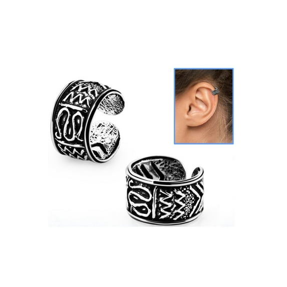 iJewelry2 Waves Design Sterling Silver Helix Ear Cuff Clip-on Ring