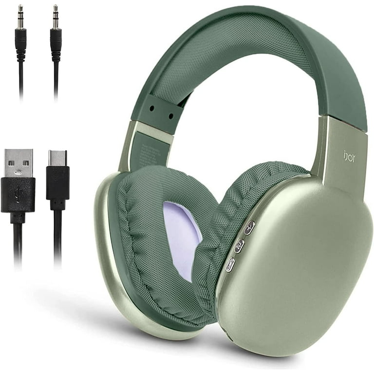 iJoy New Ultra Wireless Headset with Microphone 10Hr Playtime SD Backup Wire Green