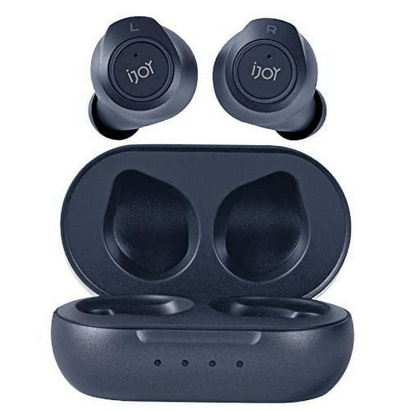 iJoy TWS Bluetooth Headphones - 30-Hr Playtime, Wireless, Mic, IPX4 Sweatproof - Navy