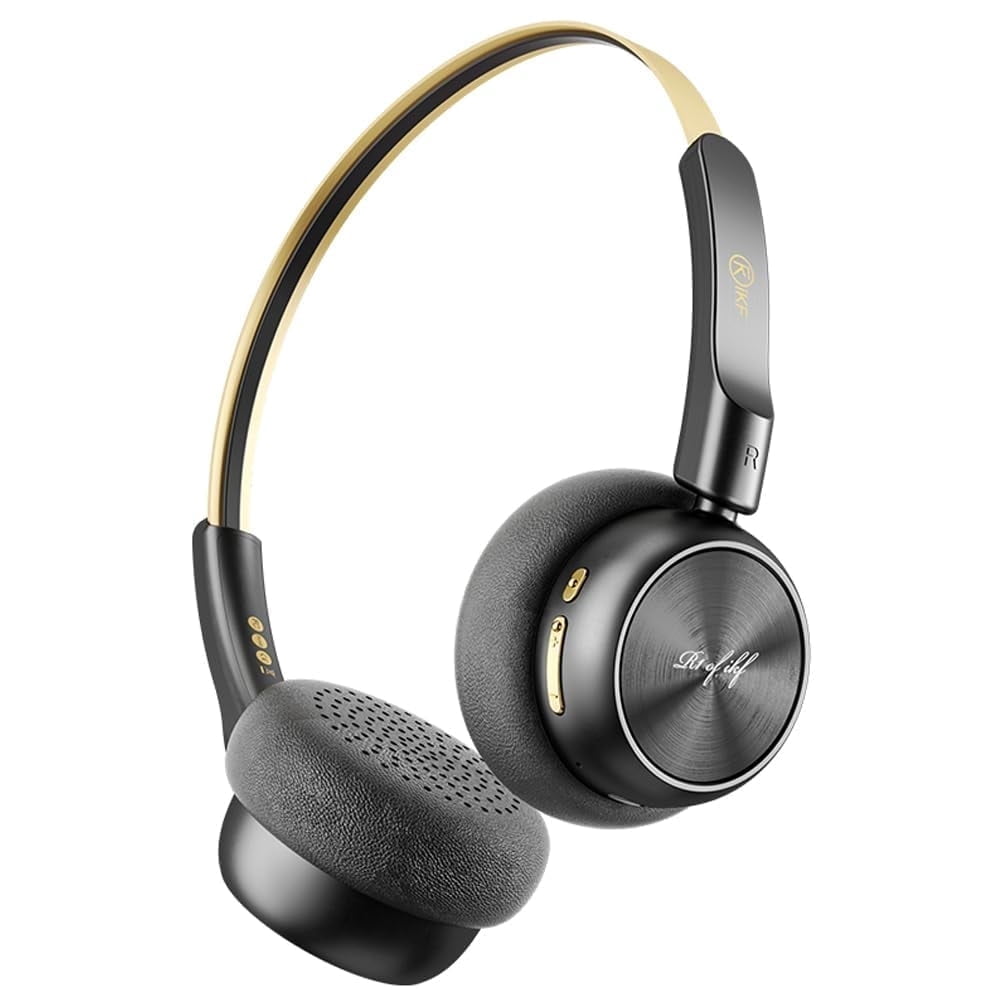 iKF R1 Wireless Retro Wireless Headphones Bluetooth 5.3 APP Custom Sound 60 Hours Playtime Game Mode Noise Isolation Built-in Microphone Throwback 80s 90s Design (Black Gold)