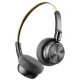 thumbnail image 1 of iKF R1 Wireless Retro Wireless Headphones Bluetooth 5.3 APP Custom Sound 60 Hours Playtime Game Mode Noise Isolation Built-in Microphone Throwback 80s 90s Design (Black Gold), 1 of 8