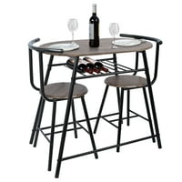 iKayaa 3-Piece Dining 2 Chairs and Table Set w/Storage Rack Deals