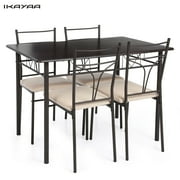 iKayaa 4 Person Dining Set Metal Frame Kitchen Table Chairs Modern Furniture 120kg Load Capacity