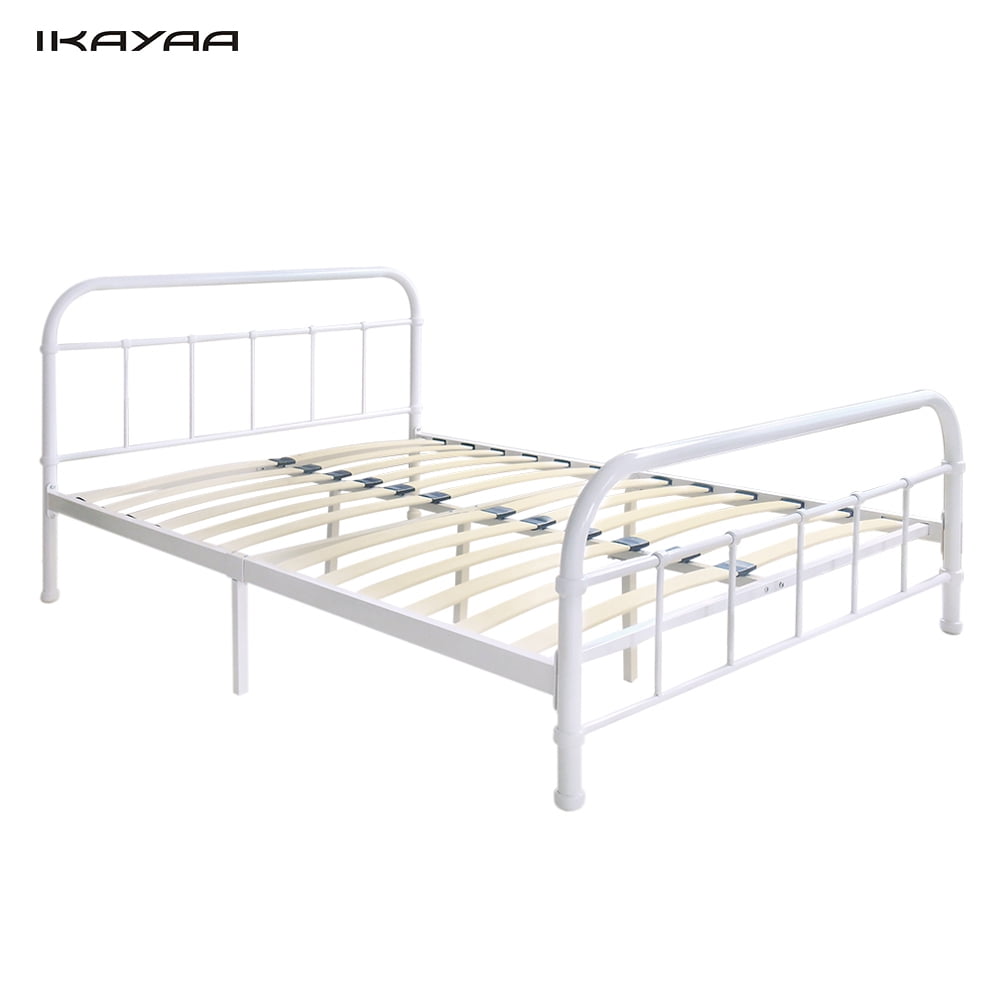 iKayaa Contemporary Metal Platform Bed Frame With Wood Slats for Full/Queen/King/California
