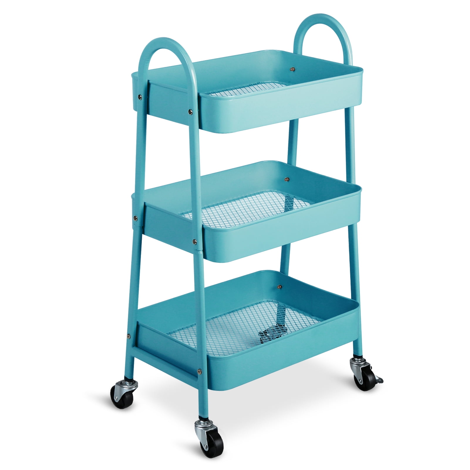 iKayaa Trolley,Utility Cart Kitchen Heavy Duty Kitchen Casters Handles