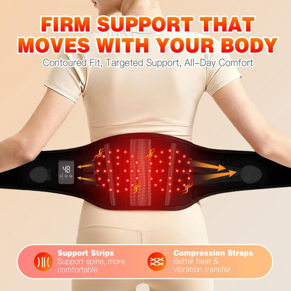 iKeener Cordless Heating Pad with Massage - 3 Heat & 3 Massage Modes, 2000mAh Rechargeable Battery, Adjustable 55" Back Warmer for Women & Men