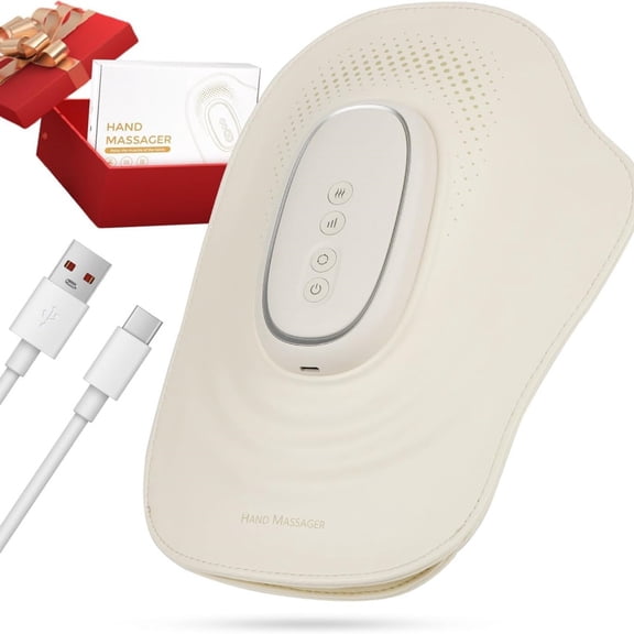 iKeener Electric Hand Massager with Heat and Air Compression, 3 Modes & Adjustable Intensity, 3000mAh Rechargeable, 10-Min Timer for Daily Comfort (White)