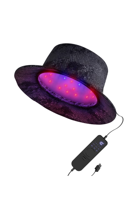 Hat Hair Growth, 120 LEDs 3 Modes Red Light Fisherman Hat for Women and Men, Plug and 5 Brightness Levels, 5-30 Mins Automatic Shutdown