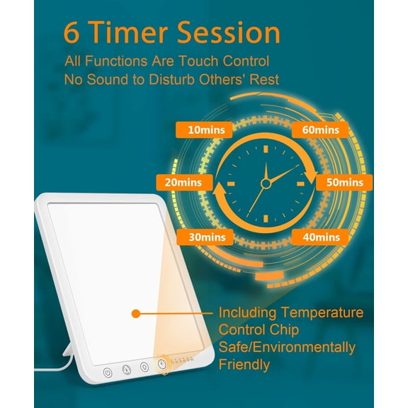 iKeener Light Lamp - 15,000 Lux Light with 3 Color Temperatures and 6 Timer Settings, Touch Control Happy Lamp for Home/Office Use to Lift Mood