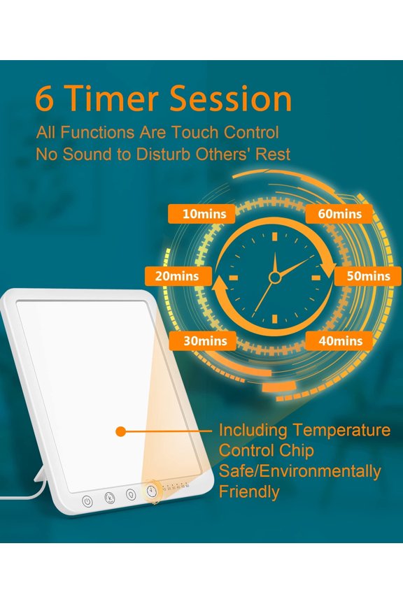 Light Lamp - 15,000 Lux Light with 3 Color Temperatures and 6 Timer Settings, Touch Control Happy Lamp for Home/Office Use to Lift Mood