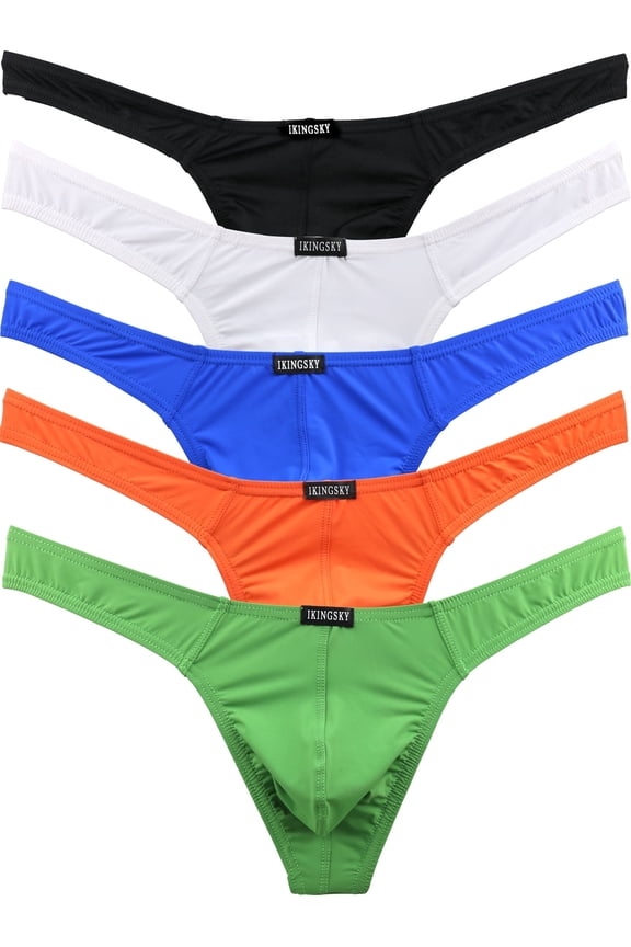 Men's Low Rise Thong Underwear Silky T-back Underpants for Men(Medium, 5 Colors)