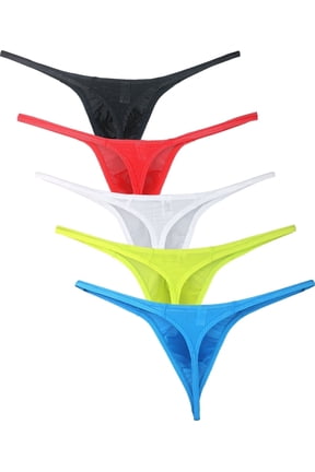 Men's Mesh Big Pouch G-string Underwear Breathable Y-back Underpanties for Men (L, 5 Colors)