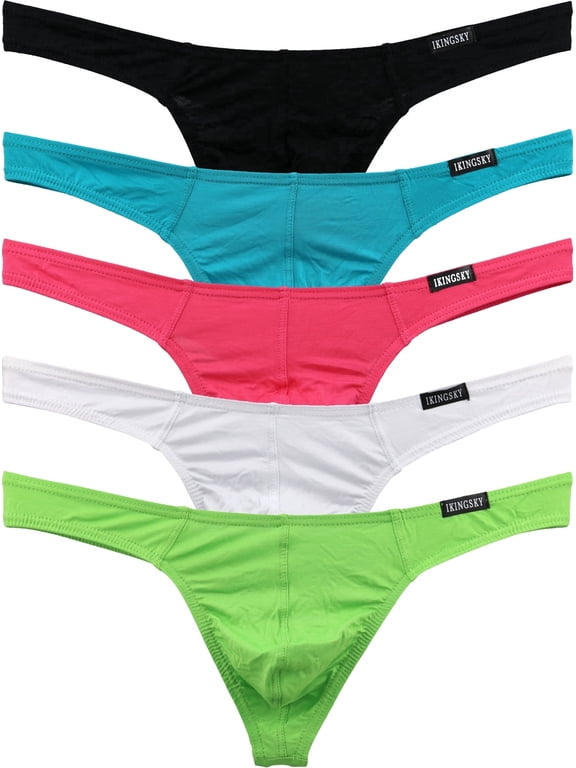 Modal Men's Thong Underwear Low Rise T-back Underpants for Men (Medium, 5 Colors)