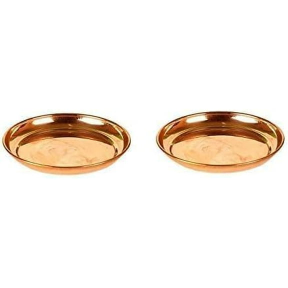 iKonbi Copper Pooja Plate (Approx. 10 cm Each, Set of 2)