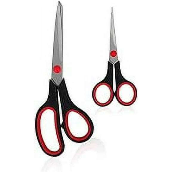 iKonbi Double Set Scissor Multipurpose Comfort Grip Handle and Stainless Steel Paper, Photos, Craftsissor -8.5/5.5 inch - 2.3mm/1.5 mm,Medium