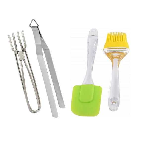 iKonbi Kithcen Multiutility Set of- 4 (Chimta Pakkad, Oil Brush, Spatula)