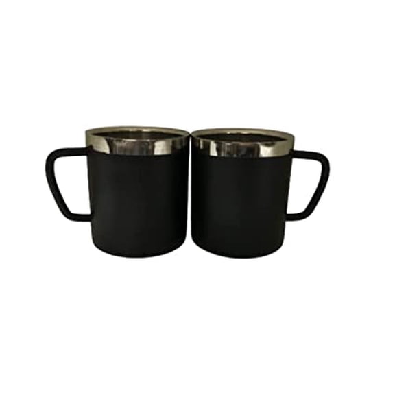 iKonbi Stainless Steel Black Sober Tea/Coffee Cup- Set of 2 Black