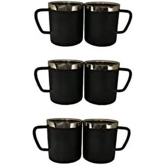 iKonbi Stainless Steel Black Sober Tea/Coffee Cup- Set of 6 Black