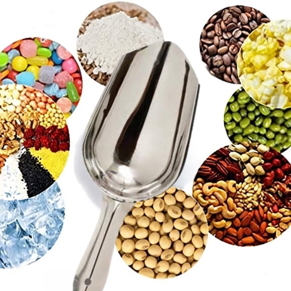 iKonbi Stainless Steel Ice Scoop,Ice Picker,Popcorn Scoop,Atta Scoop/Shovel Kitchen Scoop Heavy Duty,Dishwasher Safe (1Pack, Silver)
