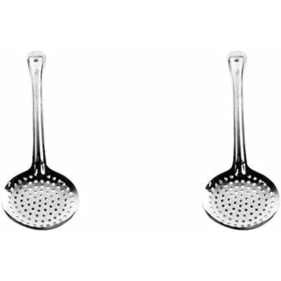 iKonbi Stainless Steel Jhara/Skimmer/Strainer Steel Frying Spoon/deep Fry for poori/sabzi/Vegetables Cooking 2 pcs