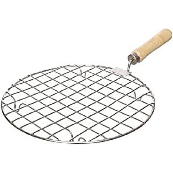 iKonbi Stainless Steel Roaster Papad Jali, Roti Grill, Chapati, Barbecue Grill with Wooden Handle