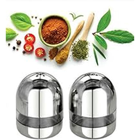 iKonbi Stainless Steel Salt and Pepper Shakers Holders in Oval Egg Shape for Your Kitchen Travel and Dining in Pair