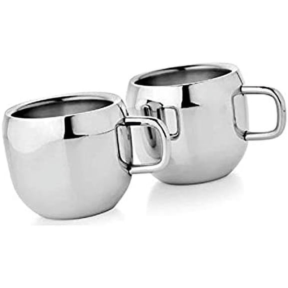 iKonbi Stainless Steel Set of 2 Double Wall Apple Tea Cups 6.5x6.5x6 cm Each 240 Gram