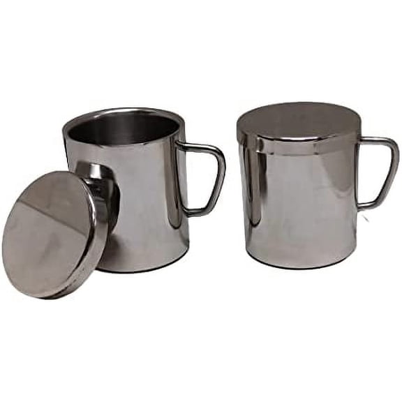 iKonbi Stainless Steel Set of 2 Sober Tea Mug with Multipurpose Lids Coaster