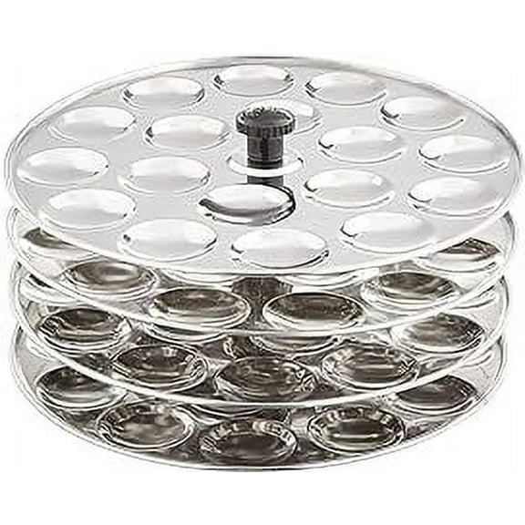 iKonbi Stainless Steel Small/Mini Idli 4 Plate Stand/Maker/Pot (Silver)