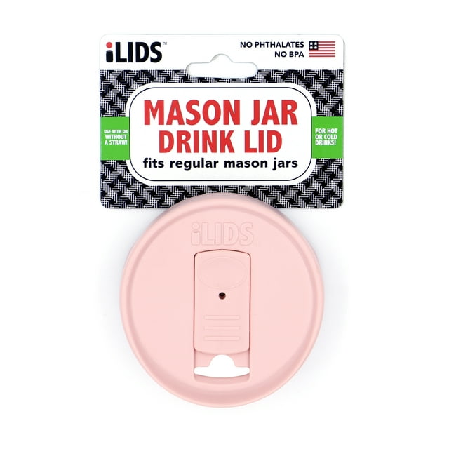 iLIDS Mason Jar Plastic Drink Lid with Regular Mouth, Pale Pink Color