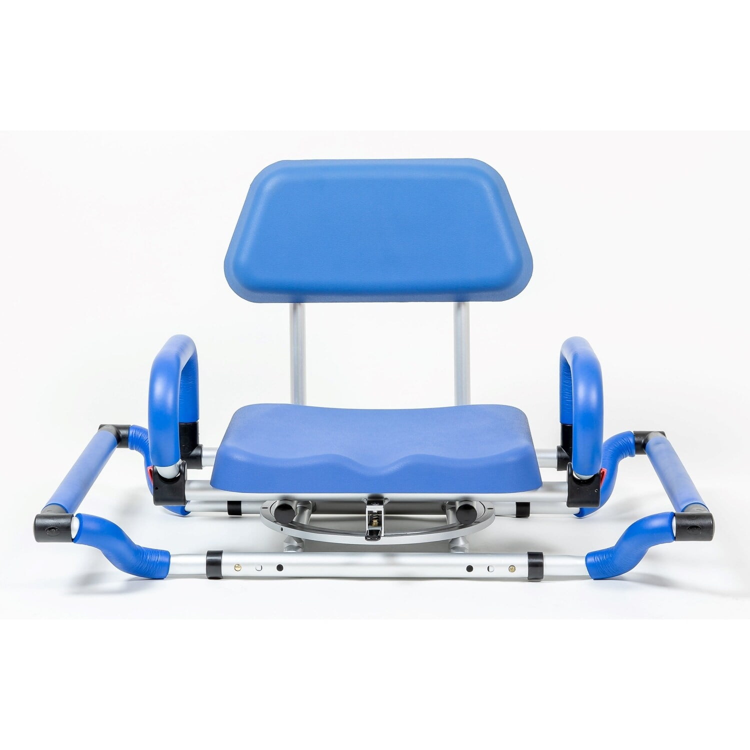 Blue Plastic Swivel Tub-Mounted Shower Chair with Padded Seat