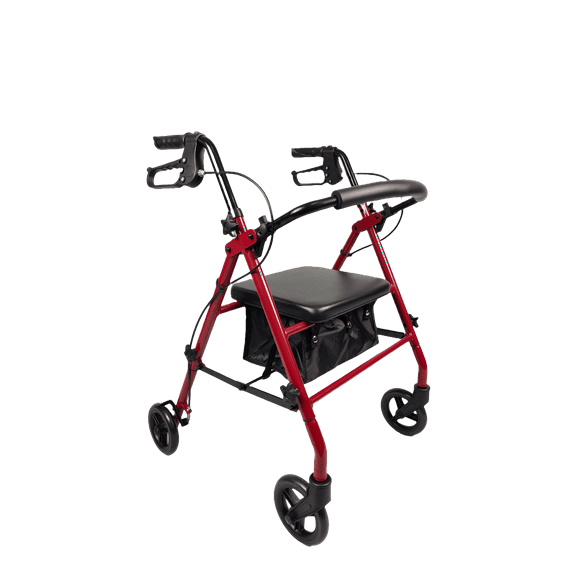 iLIVING ILG-800R Burgundy Rollator Walker Heavy Duty Frame, Adjustable Height, Easy-Fold Design and Smart Brake Lock for Adults