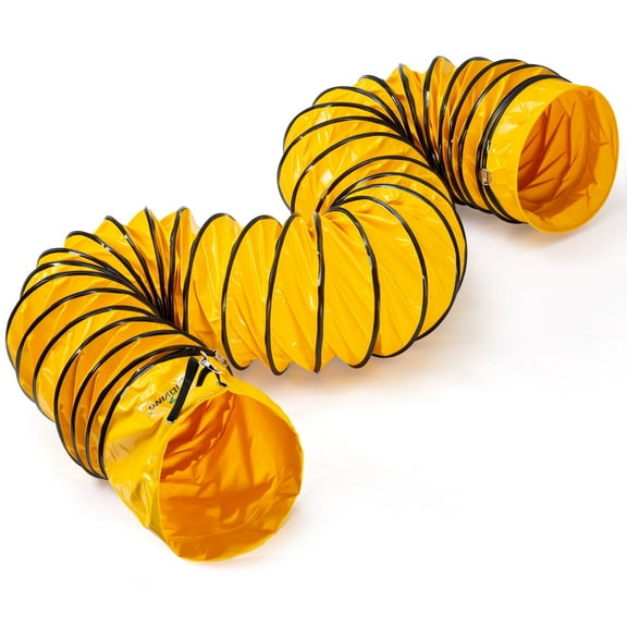 iLIVING 12" Portable Duct Hose  Steel-Reinforced, Expandable 15.5 ft for Ventilation Fans, Heat-Resistant PVC w/Cinch Strap & D-Rings (Orange)