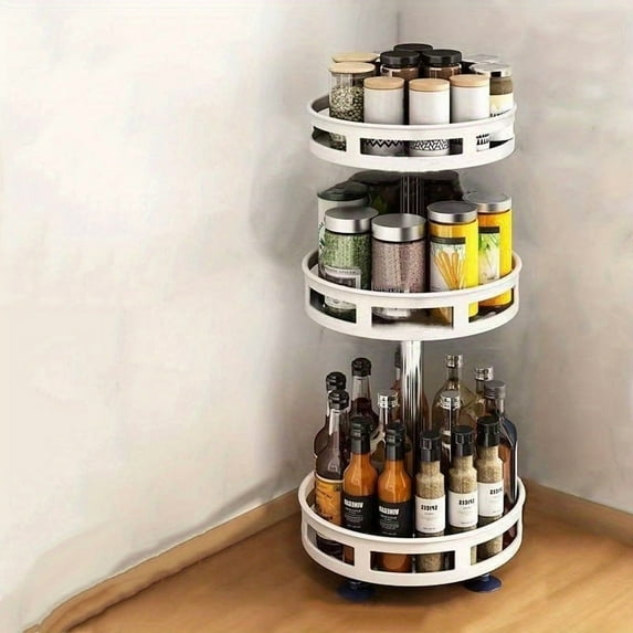 iLZtech 3 Tier Turntable Lazy Susan Organizer - White