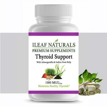 iLeafNaturals Thyroid Support with Iodine from Kelp - 60 Veggie Capsules
