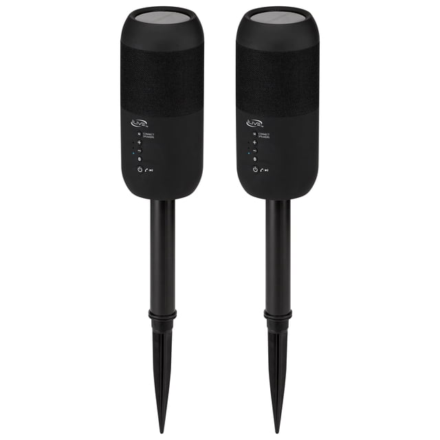 iLive Indoor/Outdoor Bluetooth Wireless Speakers with removable Stakes, Set of 2, ISBW240BDL, Black