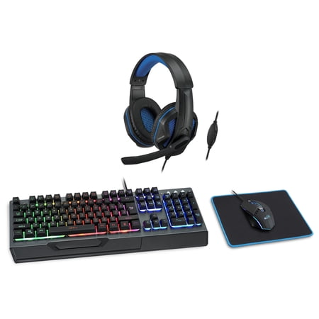 iLive Wired Gaming Kit with Headphone, LED Back-Lit Keyboard, LED Lighted Mouse, Mouse Pad, Universal, IAGMK20VP