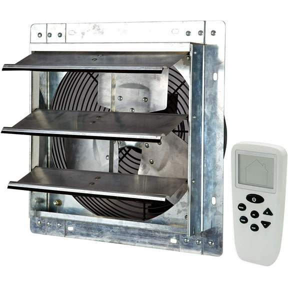 iLiving 12 Inch Smart Remote Shutter Exhaust Fan with Thermostat, Humidistat, Variable Speed, Timer, Wall Mounted, 12"