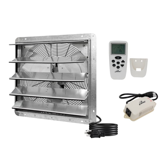 iLiving 20 Inch Smart Remote Shutter Exhaust Fan with Thermostat, Humidistat, Variable Speed, Timer, Wall Mounted