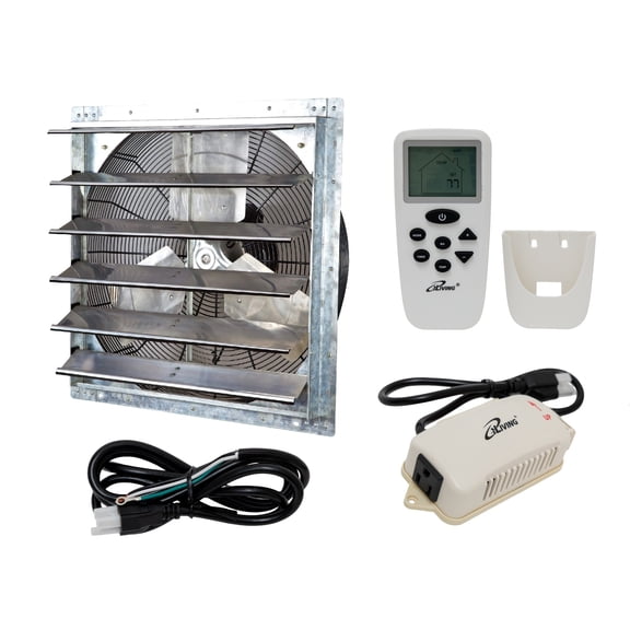 iLiving 24 Inch Smart Remote Shutter Exhaust Fan with Thermostat, Humidistat, Variable Speed, Timer, Wall Mounted