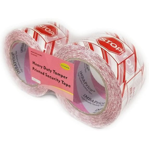 iMBAPrice 2 Rolls of 110-Yards, 3 inches Wide White Printed Carton Sealing Tape, 330 feet Long