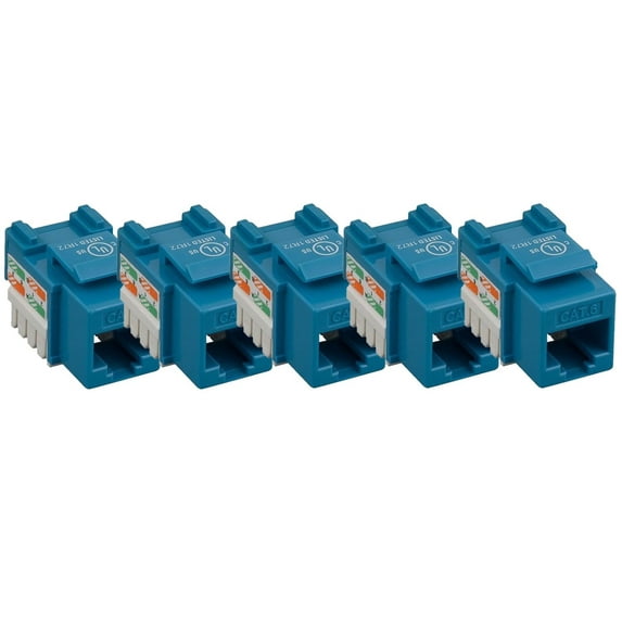 iMBAPrice Cat6 Punch-Down Keystone Jack - Blue, 5-Pack, Connector Type - RJ45