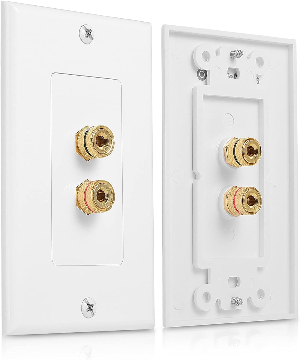 iMBAPrice (5 Pack) Premium 2 Connector Banana Wall Plate Banana Plug Binding Post Wall Plate