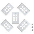 thumbnail image 1 of iMBAPrice 6 Port Keystone Jack Wall Plate 1-Gang, Plastic Material - White, Pack of 5, 1 of 6
