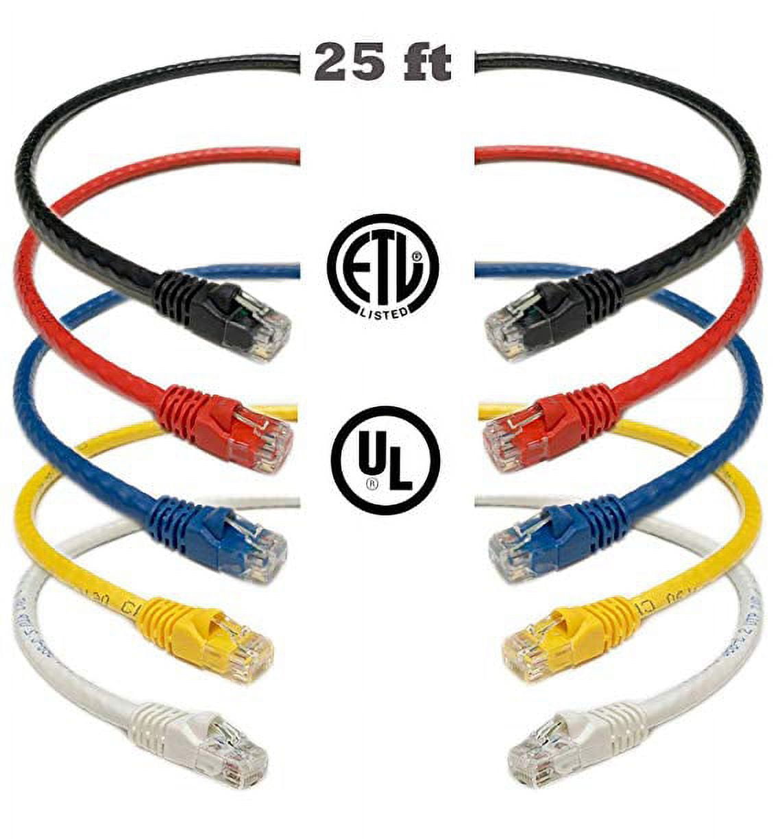 iMBAPrice 25 feet RJ45 Cat6 Ethernet Patch Cable Multicolor (Red, Blue ...