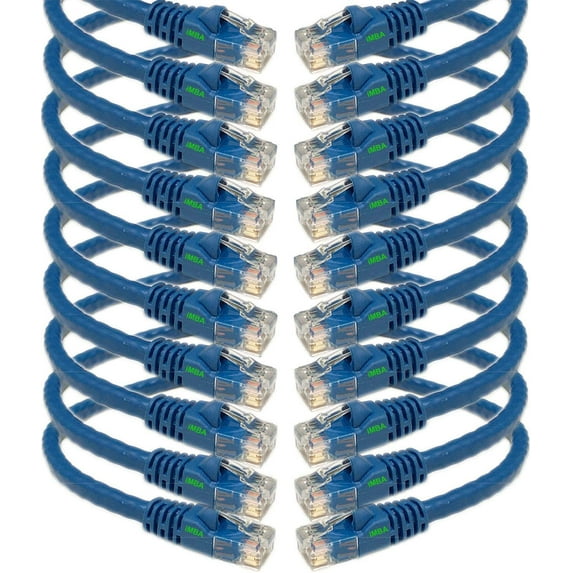 iMBAPrice - (Pack of 10) Premium Pure Copper UL Listed Cat5E Ethernet Cable (7 Feet, Blue)