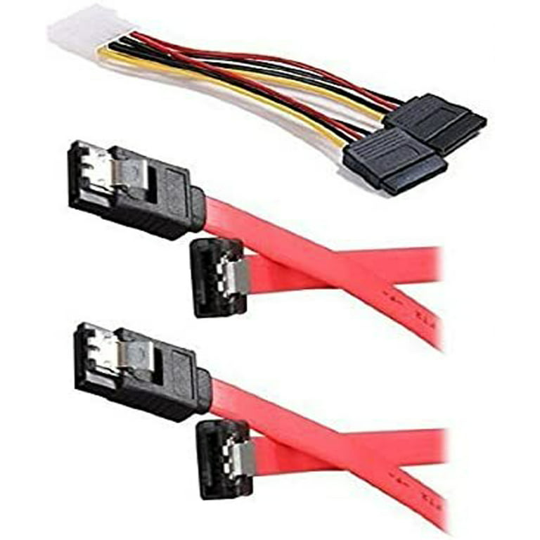iMBAPrice SSD/SATA Dual Hard Drive Connection Cable Kit (1x Molex 4 Pin to  x2 15 Pin SATA Power Splitter Cable + 1x2 SAT 