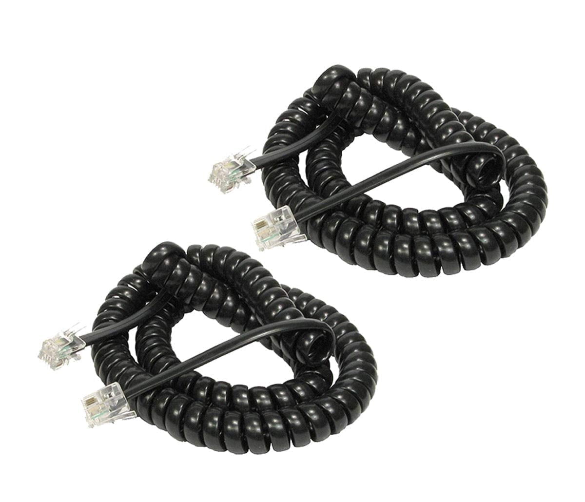 iMBAPrice Telephone Headset Cable, 12ft RJ22 Heavy Duty Coiled Cord for ...